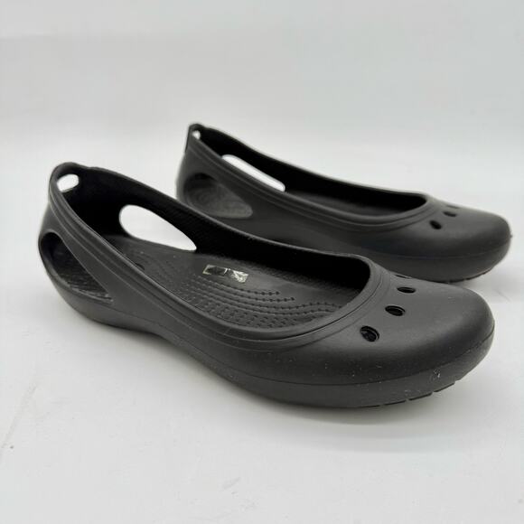 Crocs Women's 7 Kadee Slip On Ballet Work Flats Black Slip On Shoes Lightweight - Picture 1 of 5